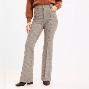 Loft Five Pocket Flare Pants in Plaid Bi-Stretch